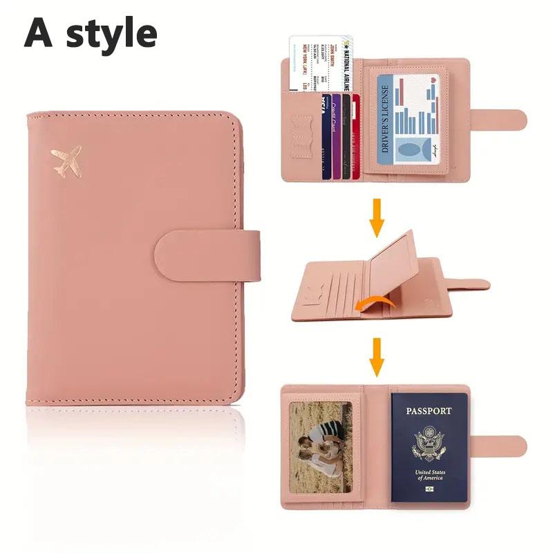 Leather Passport Holder Covers Case Waterproof Travel Credit Card Wallet Cute Passport Book for Women/Men Buckle Passport Cover