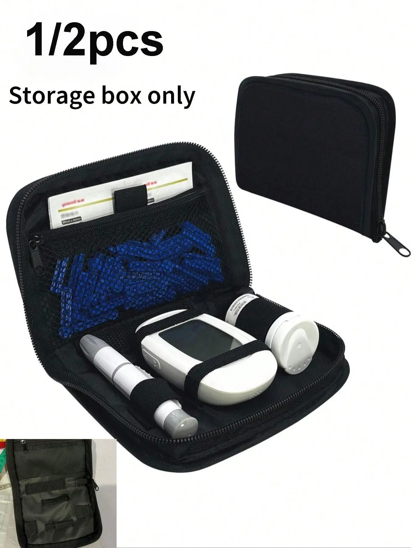Diabetes Supplies Storage Box, Insulin Cooler Bag, Portable Insulated Travel Kit, Ice Pack Compatible, Lightweight Zippered Pouch