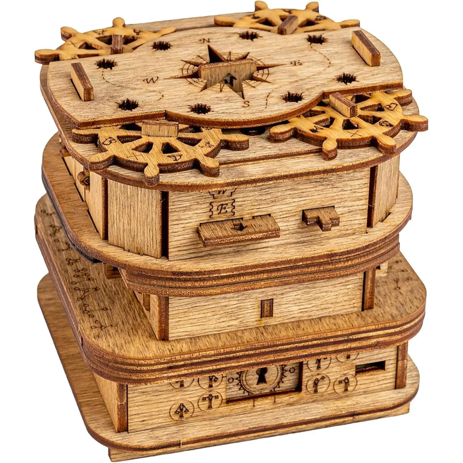 Adult Brain-Burning Gift, Davy Jones Level 10 Mechanical Puzzle Box, 3D Stereo Wooden Storage, High-Difficulty Puzzle Toy, Holiday Gift for Kids, Challenge Puzzle Game