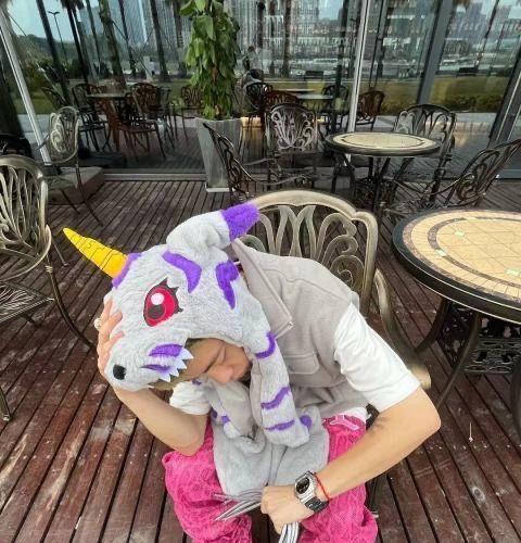 Digimon Adventure Gabumon Hat Anime Peripheral Plush Toy Cos Anime Figure Two-dimensional Cartoon Kawaii Scarf Gloves Gift