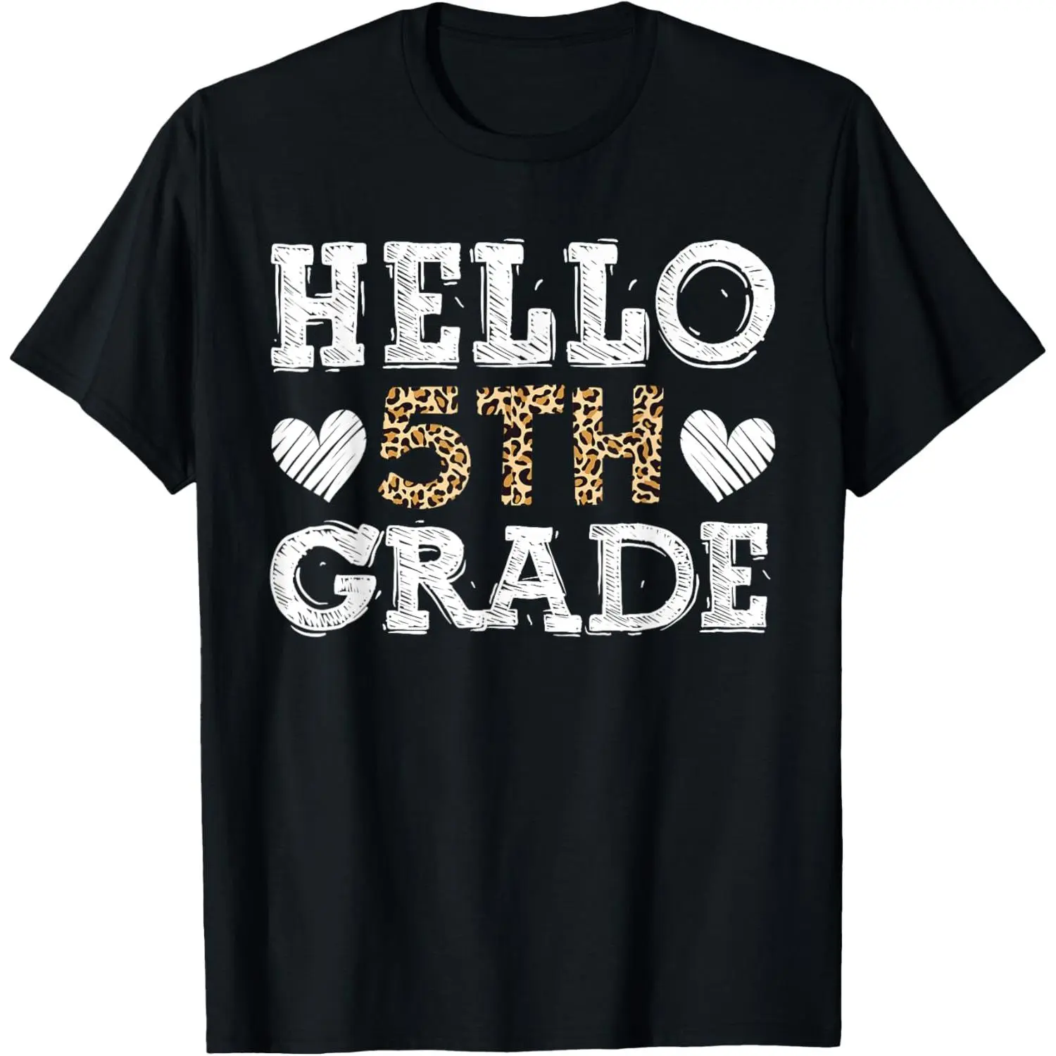 Hello Fifth Grade Back To School 1st Day Leopard T-Shirt