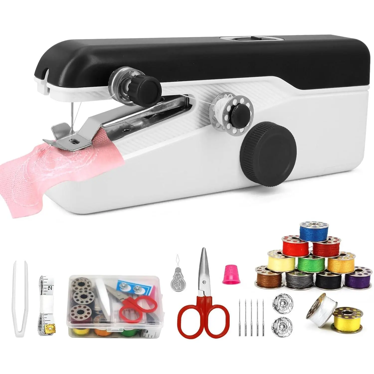 Handheld Sewing Machine, Mini Portable Sewing Machine for Beginners, Electric Fast Stitching, DIY Fabric Clothes Repair Kit, Home Travel Mending Machine with Accessories