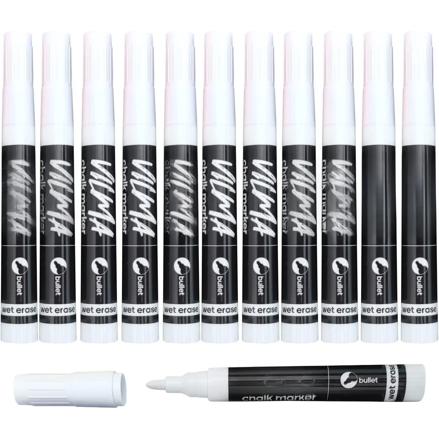 White Liquid Chalk Markers Wet Erase Marker Window Pens for Chalkboard Signs, Windows, Blackboards,Glass,12 Pack
