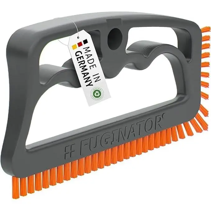 Fuginator Scrub Brush for Tile and Grout: Stiff Nylon Bristle Scrubbing Brush - Bathtub and Shower  for Floor Joints and Tile Seams - Cleaning Brush (Gray/Orange)