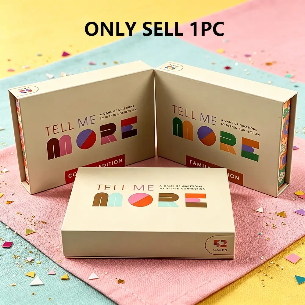 1 box, tell me more — Valentine's Day Intimacy Builder, Adult Conversation Card Game, suitable for couples, friends, and family gatherings. Deep Connection Conversation Card Game — Christmas Emotional Exploration Ritual, for adult social bonding.