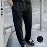 Men's Fashion Loose Fit Dress Pants Casual Solid Color Formal Suit Pants Elegant Wide Leg Elastic Waist Draping Effect Commuting Pants Work Life Clubwear Plain Flat-Front Business Office Pants Bottoms