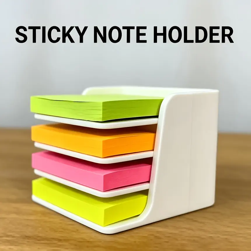 Desktop Stackable Sticky Note Holder Organizer Suitable for 76×76mm Square Notes, Multi-Color Compartments with Stackable for Office & Home Desk, Compatible for Post- Notes, Storage Stand for Paper Organizing System