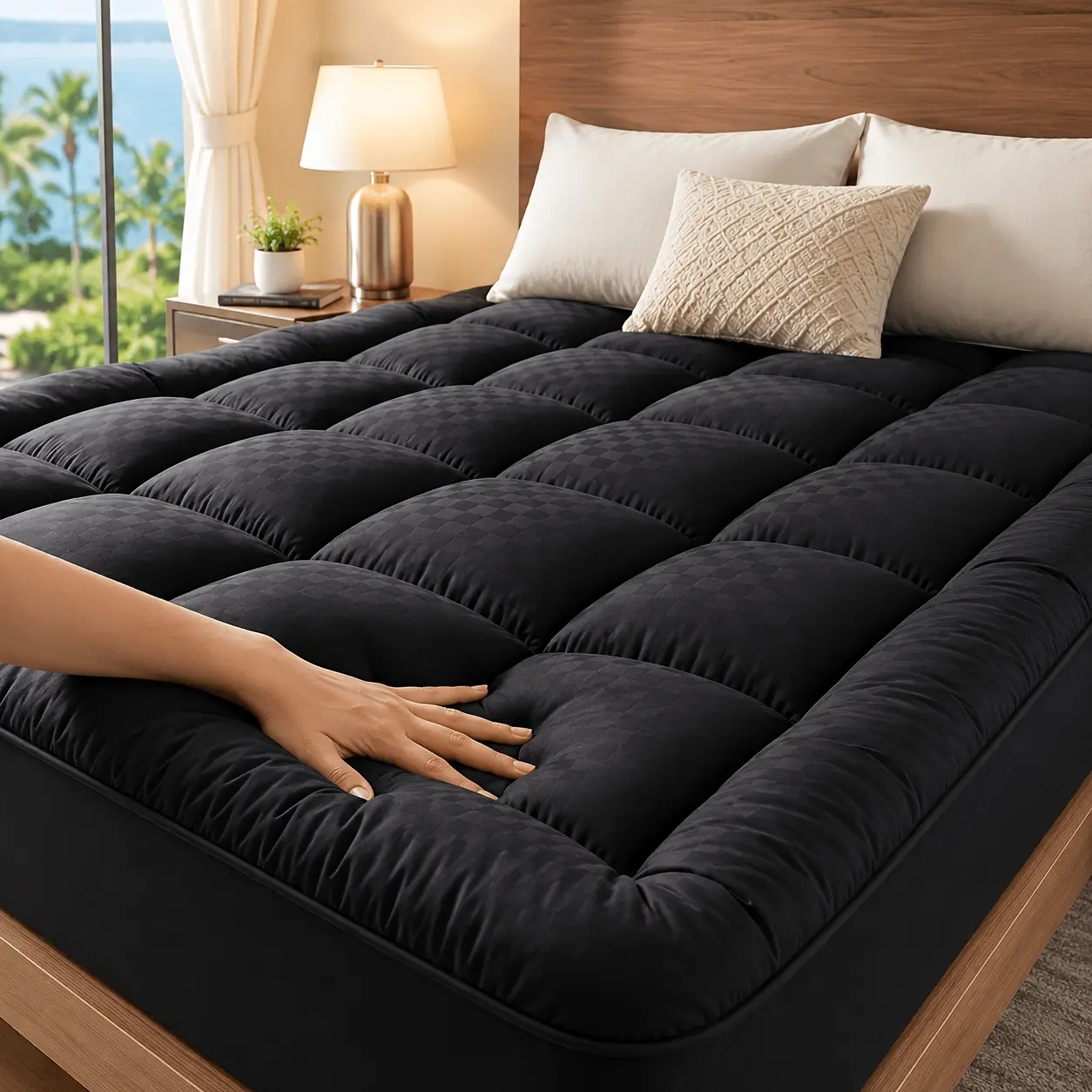 Extra Thick Cooling Breathable Mattress Topper Queen/King, 600TC Fabric Plush Mattress Pad Cover with 8-21" Deep Pocket, Box Quilted Soft Noiseless Mattress Protector