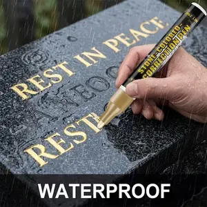 Waterproof Quick-Dry Gold Tombstone Marker, Engraved Letter Touch-Up Pen, Stone Grave Inscription Gold Paint Pen