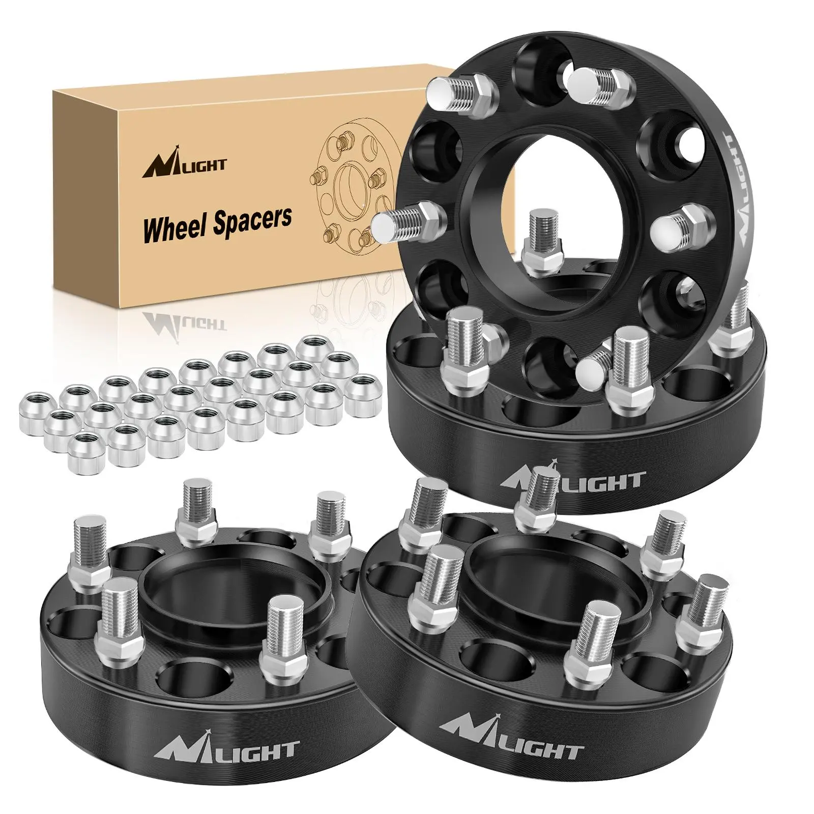 Nilight 4 Pcs 6x135mm Aluminum Alloy CNC Processed Wheel Spacers, 1.5in Thickness, M14x1.5 Thread Studs, 87.1mm Hub Bore for 2015-2022 Ford F150/Expedition/Navigator - Boosts Stability & Widens Track