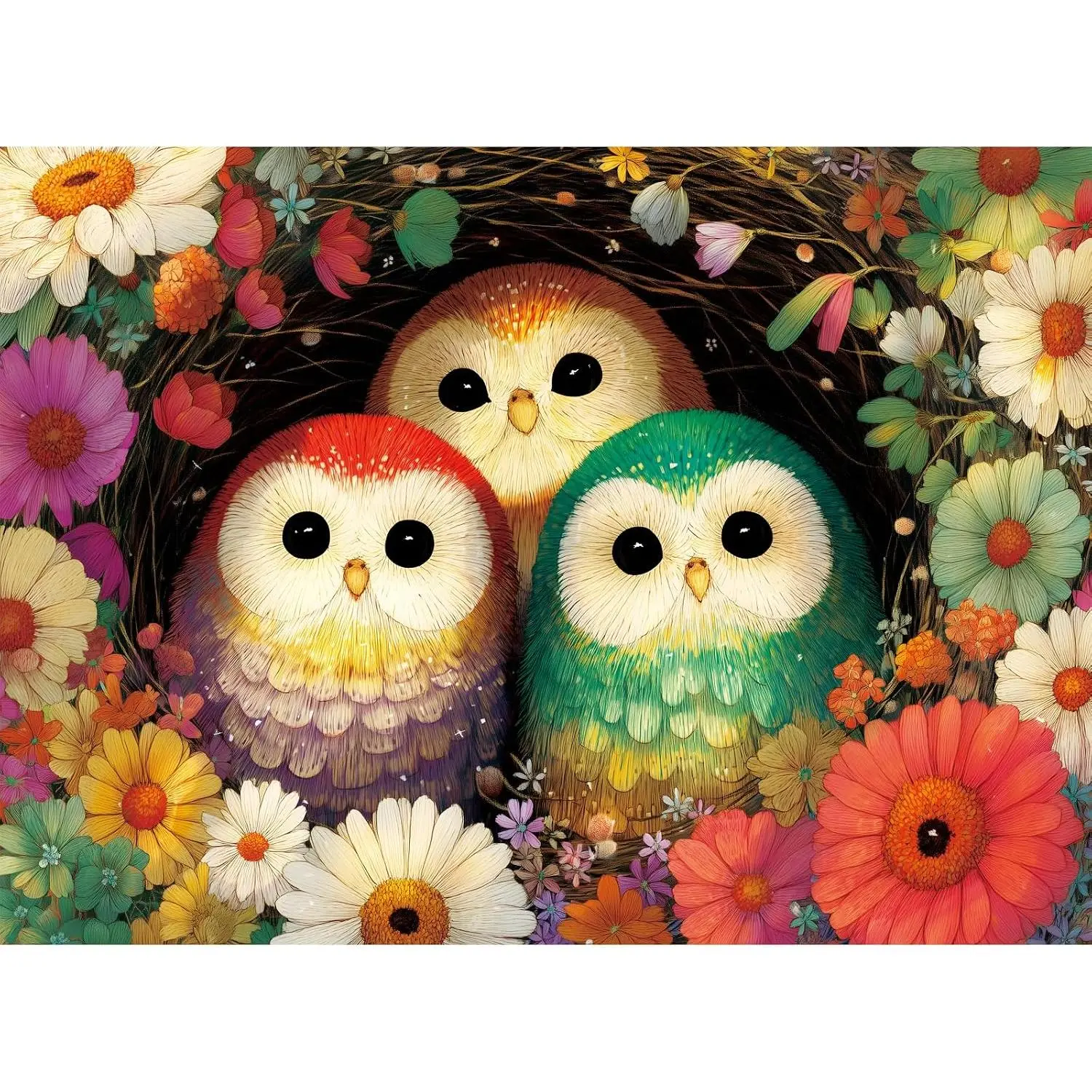 300 Piece Puzzles for Adults,Colorful Owl Bird Puzzle for Kids Adults Seniors,Blooming Floral Nature Puzzle , Challenging Fun Puzzle for Family Activity Game Nights Gifts