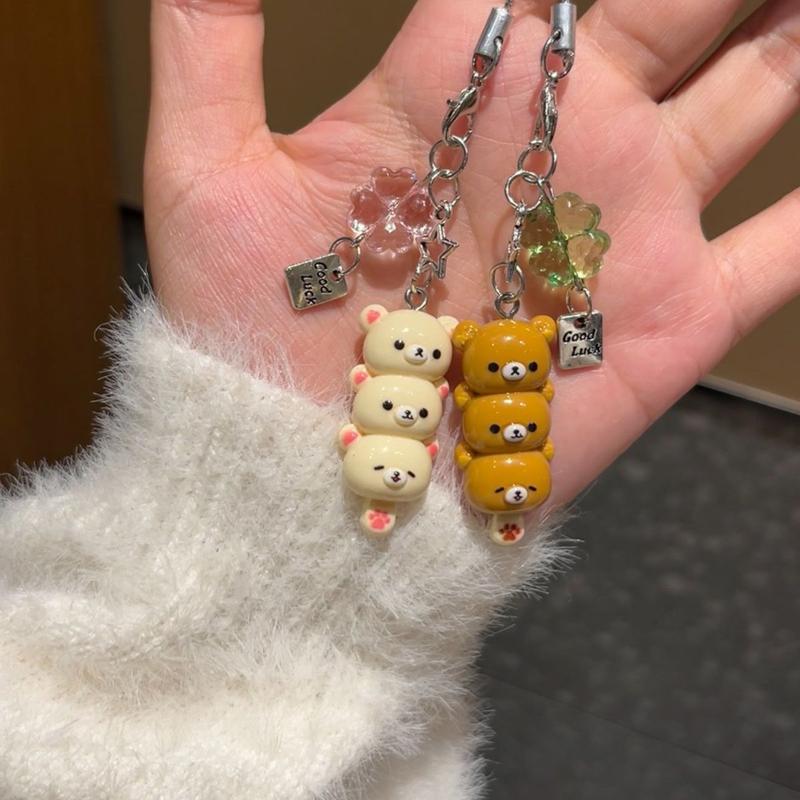 Cute Bear Phone Charms Pendant Kawaii Anime Keychain Accessories For Keys Schoolbag iPhone 17Promax Airpods Korea Y2K Stylish Bear Design