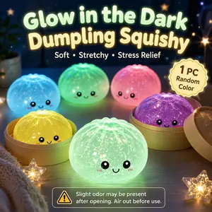 1 PC Random Style Glow in the Dark Dumpling Squishy, Mystery Box Stretchy Sensory Fidget Ball for Desk, Home & Indoor Leisure