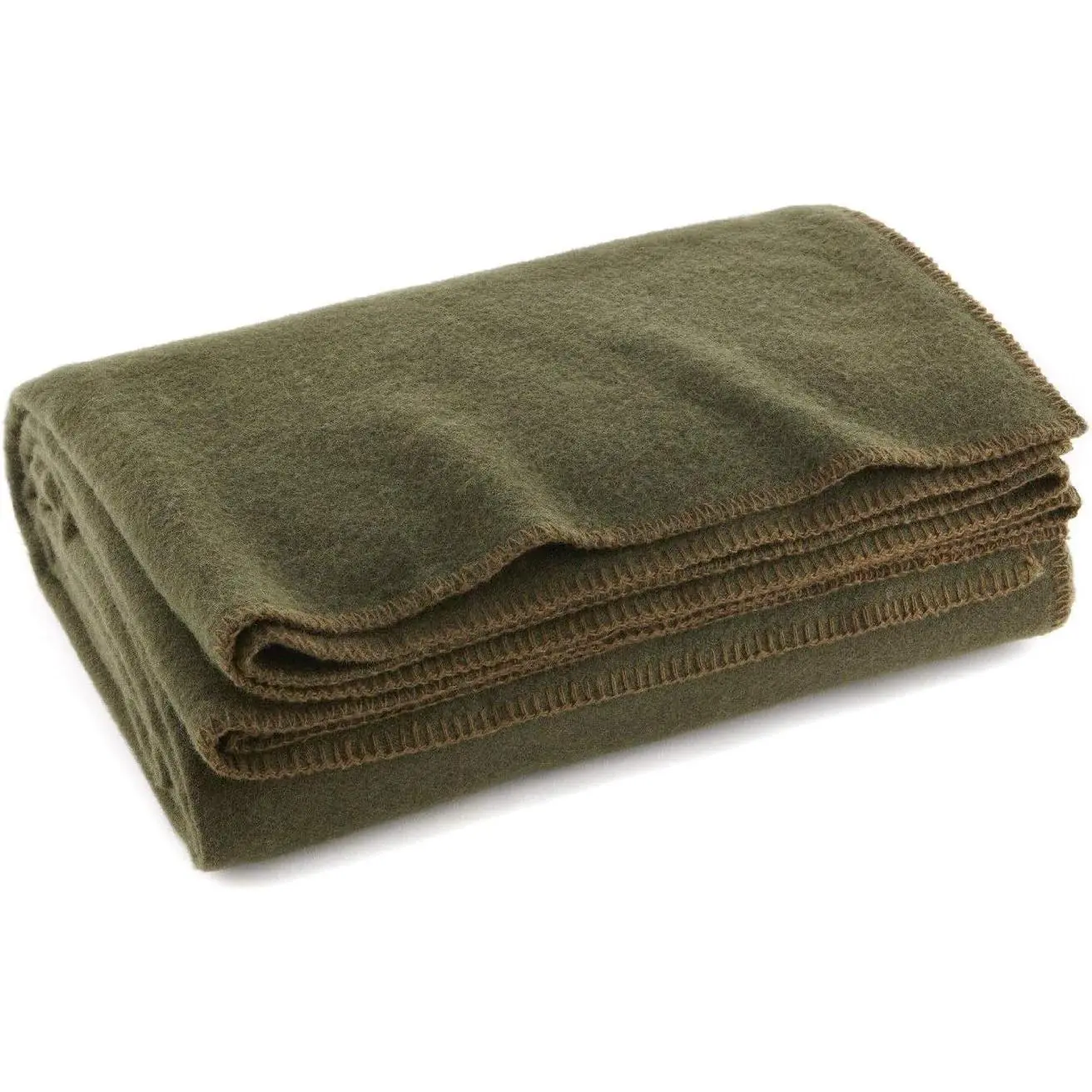 Olive Drab Green Warm Fire Retardant Blanket, 66 x 90 inches, 80% Wool - US Military Style