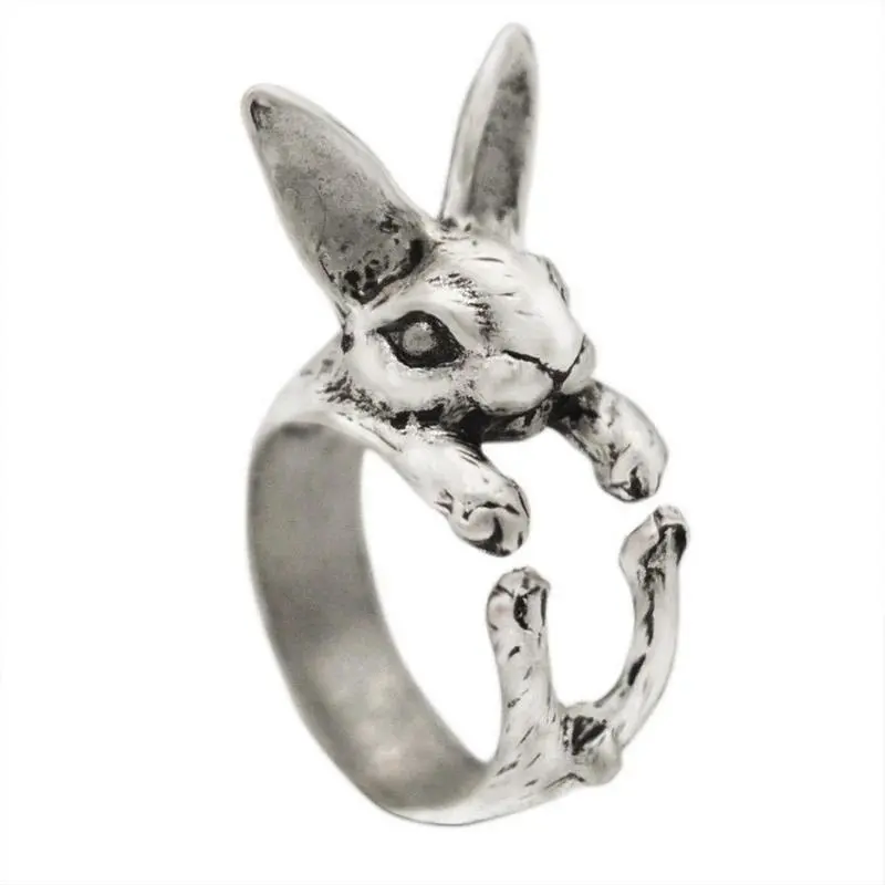 Vintage Chic Rabbit Animal Knuckle Rings for Women Charm Gothic Punk Frog Cat Octopus Opening Finger Rings Fashion Jewelry