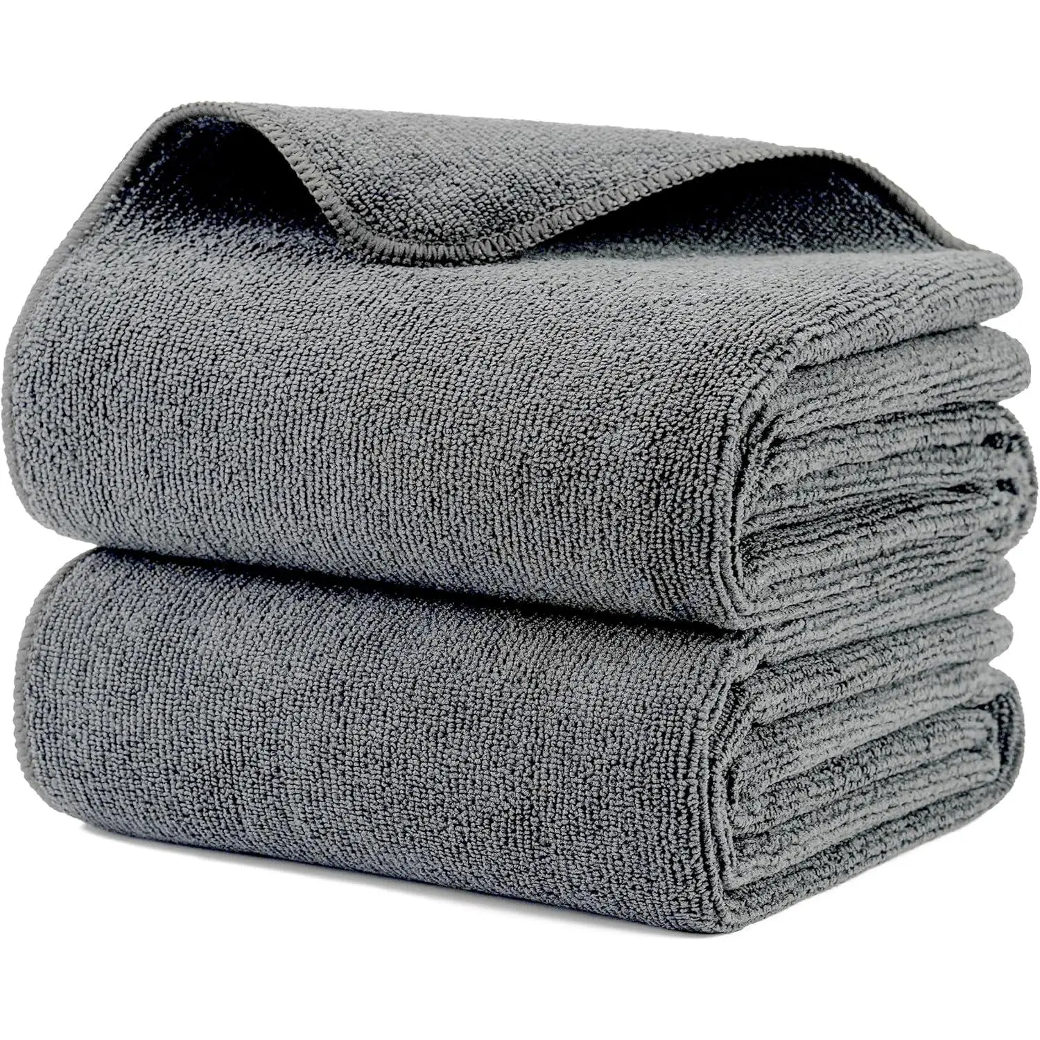 Microfiber Hair Towel Set, 2 Pack 340 GSM Quick-Dry Lint-Free Gray Towels for Home and Salon Use
