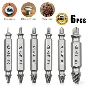 6pcs Damaged Screw Extractor Easy Out Drill Bits Stripped Head Nuts Bolt Remover