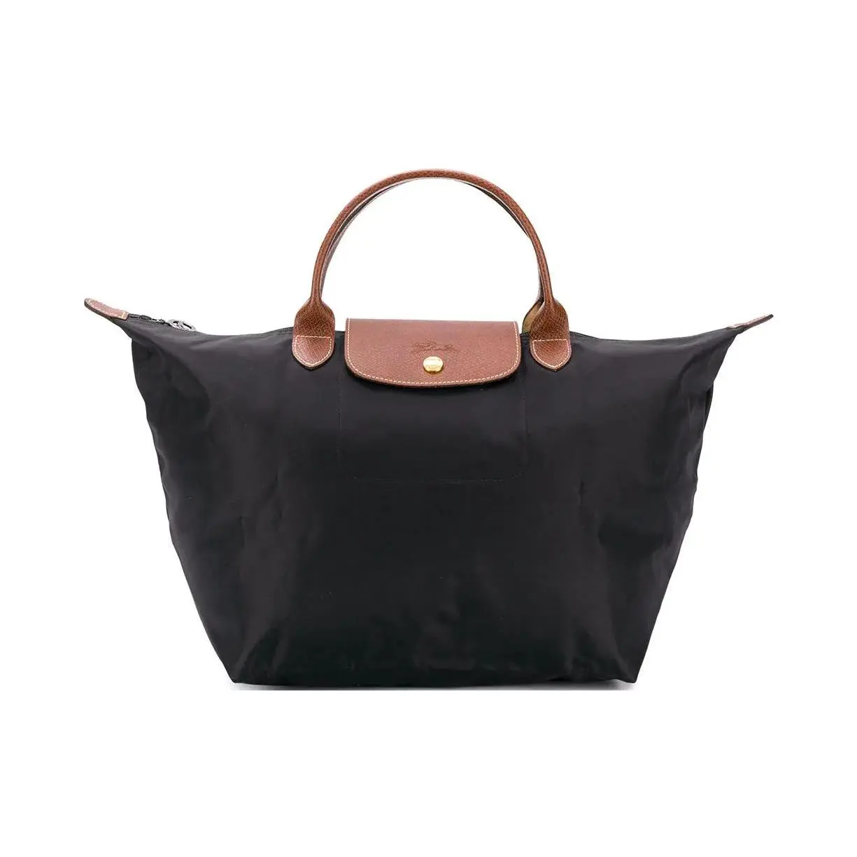 Longchamp Le Pliage Medium Zip Top Handle Canvas Handbag for Women, Black