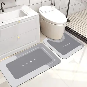 2PCS Absorbent Bath Mat Magic Rug Sets, Quick Drying Bath Mat Non-Slip Floor Rug Rubber Backed Bathroom Kitchen Shower Sink, Water Absorbent (19.7''x23.6''+19.7''x31.9'', Light Gray)