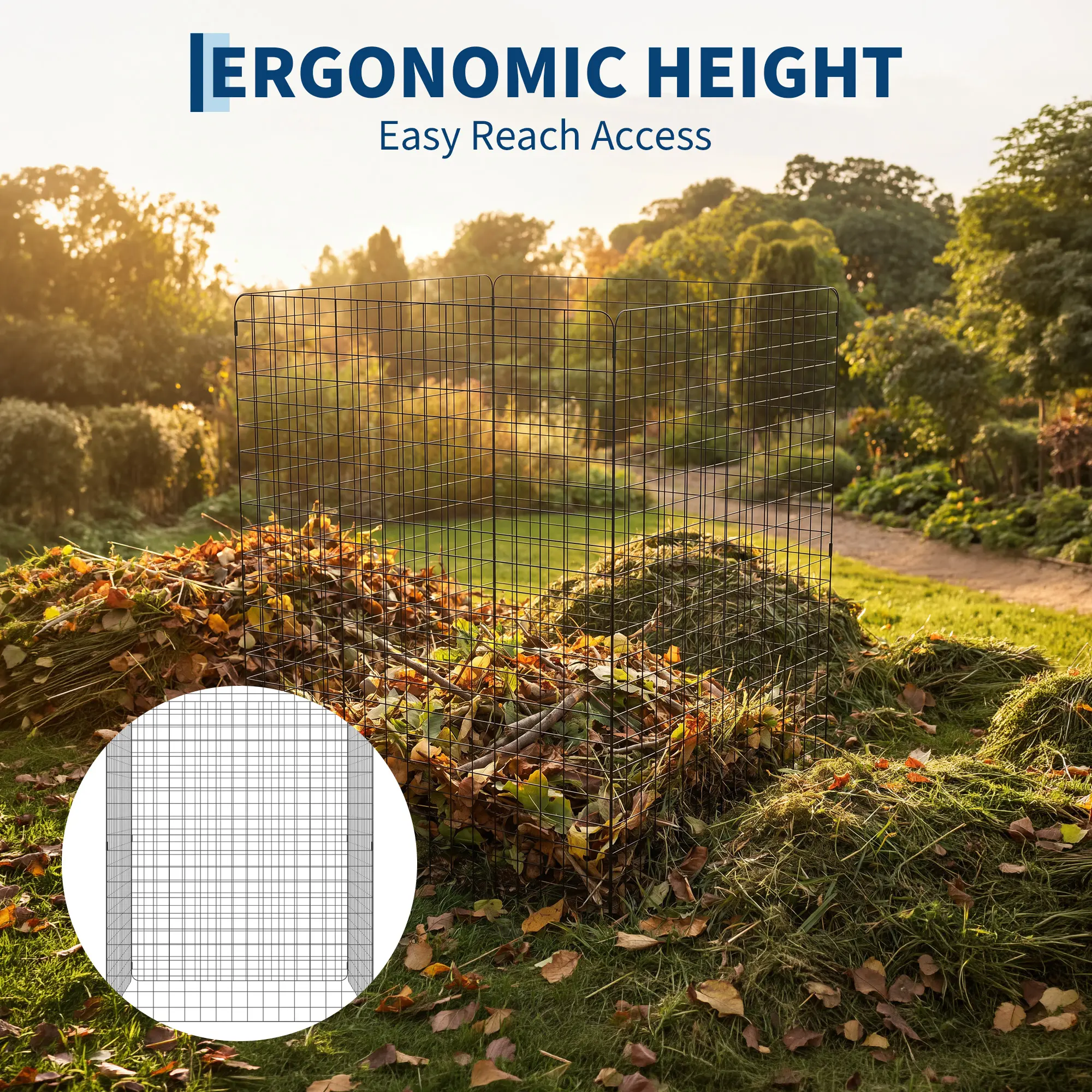 4PCS/6PCS Large Metal Wire Compost Bin Outdoor, 15 Cu Ft,27.5 X 27.5 X 35.4 in, Heavy Duty Square Composting for Collecting Leaves, Grass Clipping and Yard Waste, No Installation