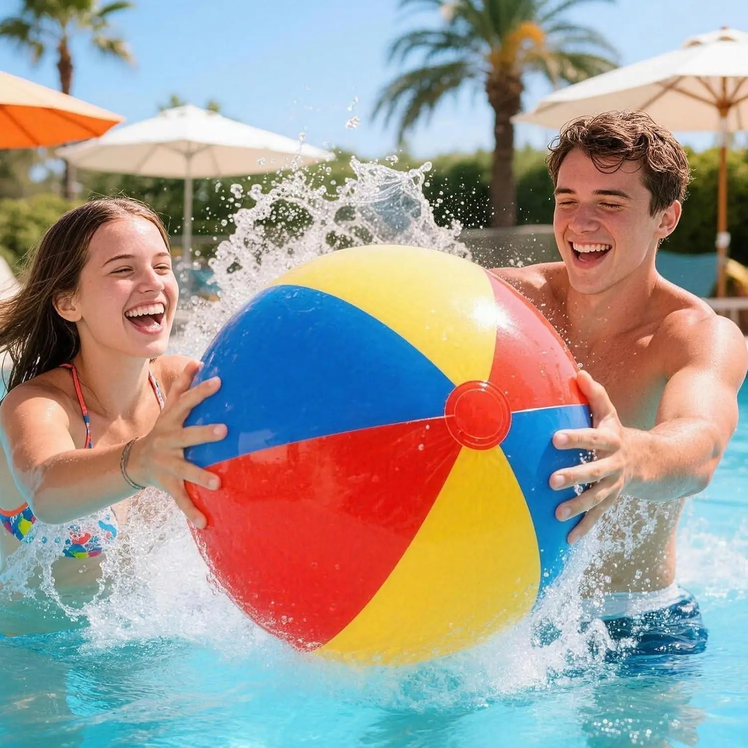 Giant Inflatable Beach Ball made of thickened PVC, wear-resistant and air-leakproof. Ideal for beaches, swimming pools, summer parties and parent-child activities, a must-have for outdoor summer fun Inflatable Balls