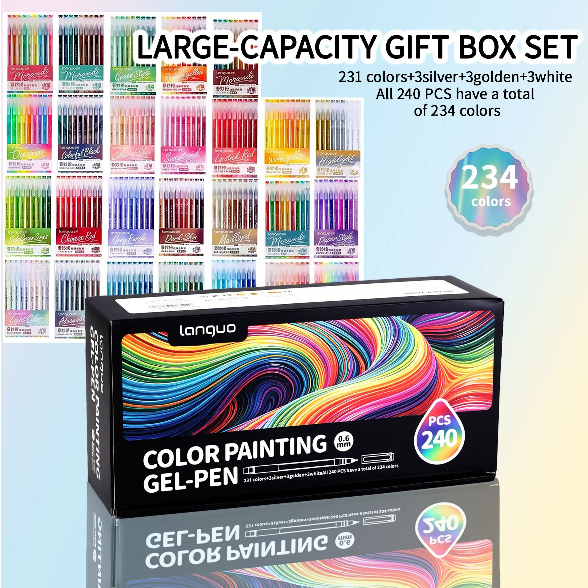240 Colors Multi-Color Drawing Pens, Large Capacity Acrylic Sketch Pens, Art School Supplies, DIY Handmade, Colorful Neutral Pens