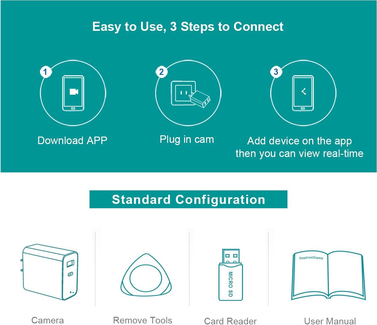 4K Wireless Hidden Cameras Mini Small Spy Security Wall Outlet WiFi Camera Indoor Camera for Home Security[Upgraded] (CAM)