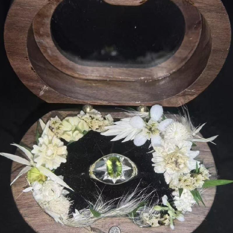 #68 E3  (August) 925 Sterling Silver Natural Gemstone Adjustable Ring Gifts for Women Peridot Aug.