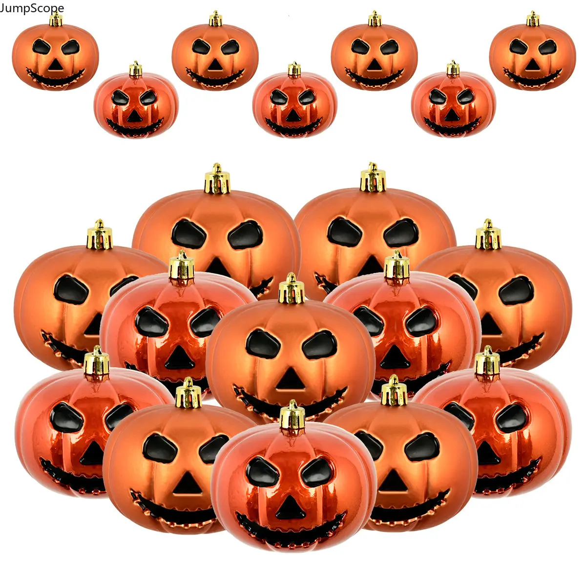 3Pcs Halloween Pumpkin Hanging Ornaments, Matte Shiny Iridescent Jack-O-Lantern Baubles, Halloween Tree Indoor Outdoor Party Decorations