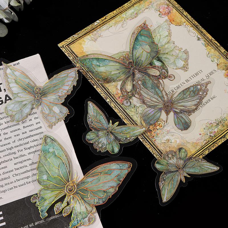 Glitter Butterfly Shaped Decorative Sticker, 20pcs/set Art Stickers, Decorative Cutout Butterfly for Scrapbooking Layouts, Cards Notebooks Photo Albums DIY Projects