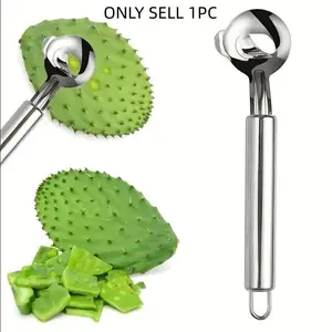 Cactus Peeling Tool, Stainless Steel Cactus Peeler and Spoon with Long Handle, Unique Cactus Hollow Noodle Cutter, Vegetable Fruit Cutter for Kitchen Cooking, Utensils