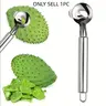 Cactus Peeling Tool, Stainless Steel Cactus Peeler and Spoon with Long Handle, Cactus Hollow Noodle Cutter for Kitchen Cooking, Metal Kitchen Cutter