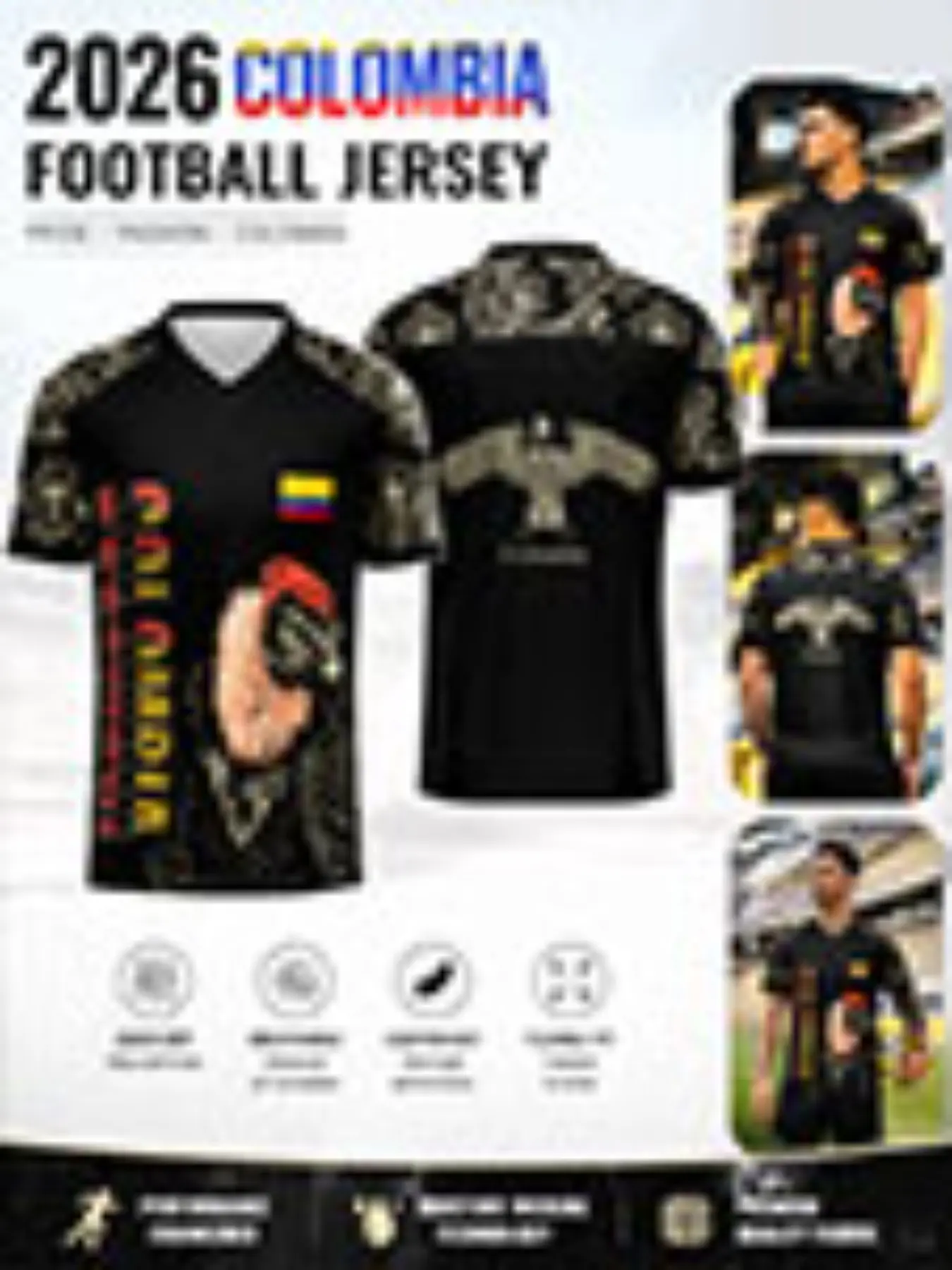 Columbia Gold Eagle Soccer Short Sleeve, Golden Floral Quick-Dry Mesh, Slim-Fit V-Neck, Breathable, Versatile for Sports and Daily Wear