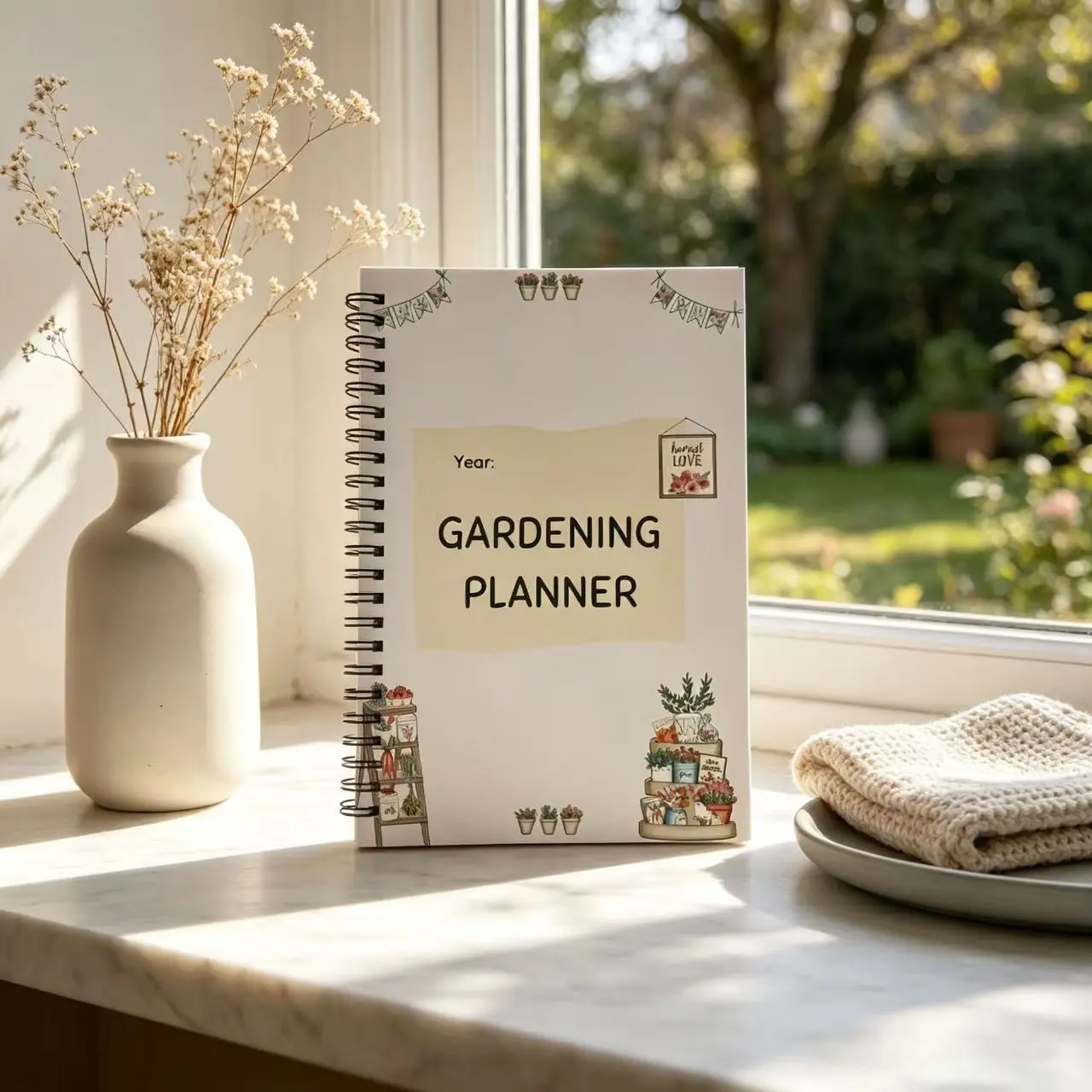 Garden Planning Notebook, Garden Log Book, Plant Care Tracking Manual, Coil Bound Gardening Organizer, Ideal for Gardening Enthusiasts