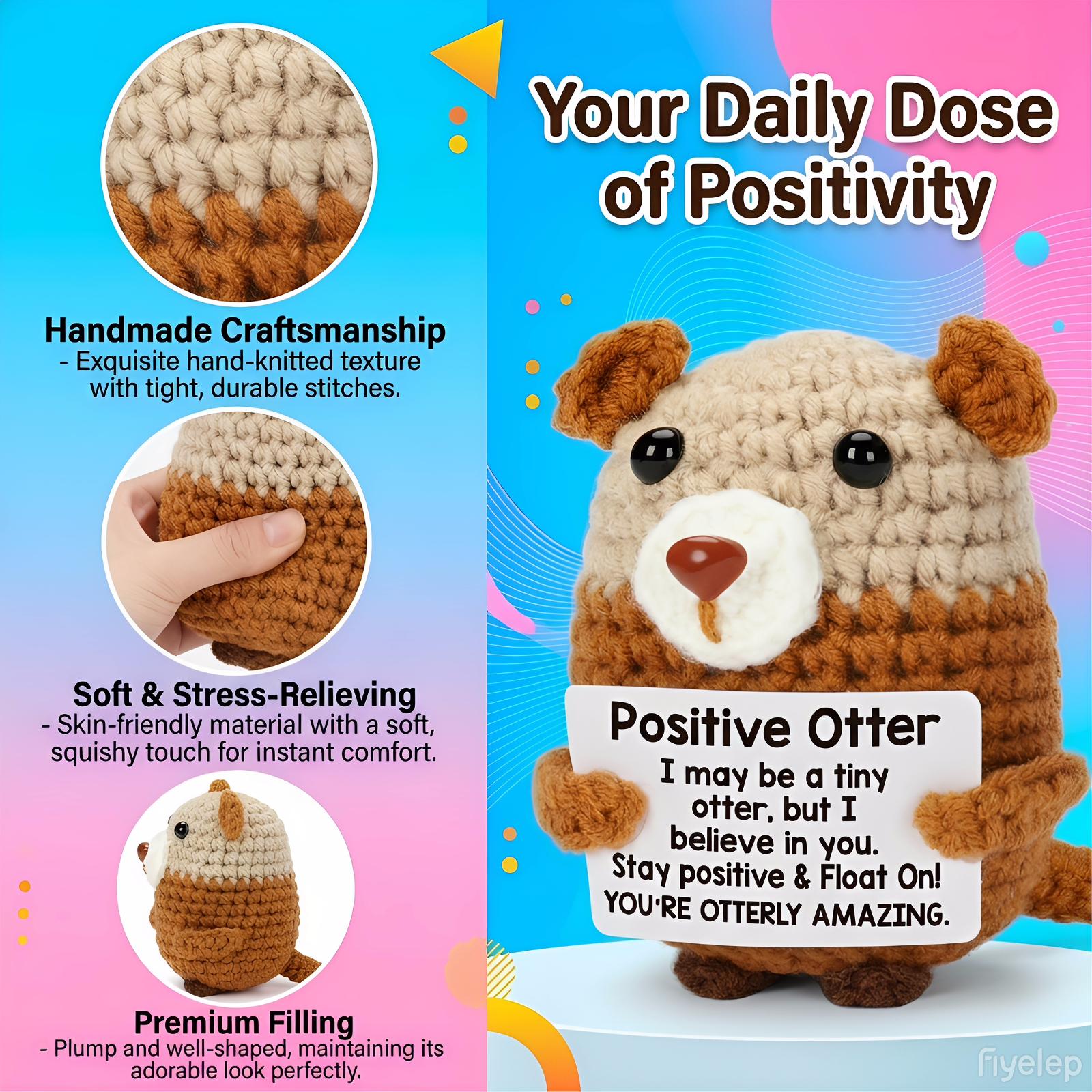 Handmade Crochet Otter Plush Cute Mini Stuffed Animal Soft Kawaii Desk Decor Bag Charm Keychain Aesthetic Room Decor Perfect Birthday Gift For Friends Kids Girlfriend Stress Relief Toy