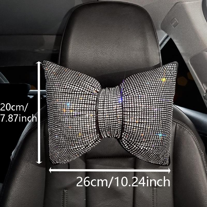 Rhinestone Decor Car Neck Pillow, Comfortable Cushion Head Rest Neck Support Pillow, Bling Crystal Bow Pillow for Women big pink bow pillow