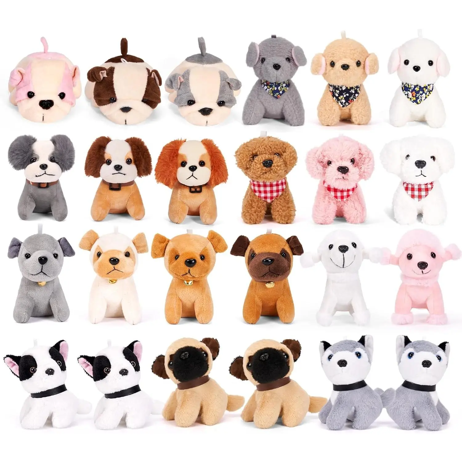 24PCS Adopt a Puppy Party Favors Kids Mini Plush Dog Non-candy Easter Basket Stuffers Bulk Stuffed Animals Dog Paw Adoption Pet Doll Toys Birthday Party Goodie Bag Fillers Classroom Reward Gift
