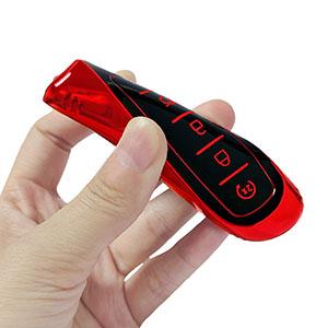 for Ford Key Fob Cover with Keychain,Key Fob Cover Case Shell Compatible with Ford C-Max Edge Escape Expedition Explorer Flex Focus Taurus Lincoln MKS MKT MKX Smart Remote Key (Black)