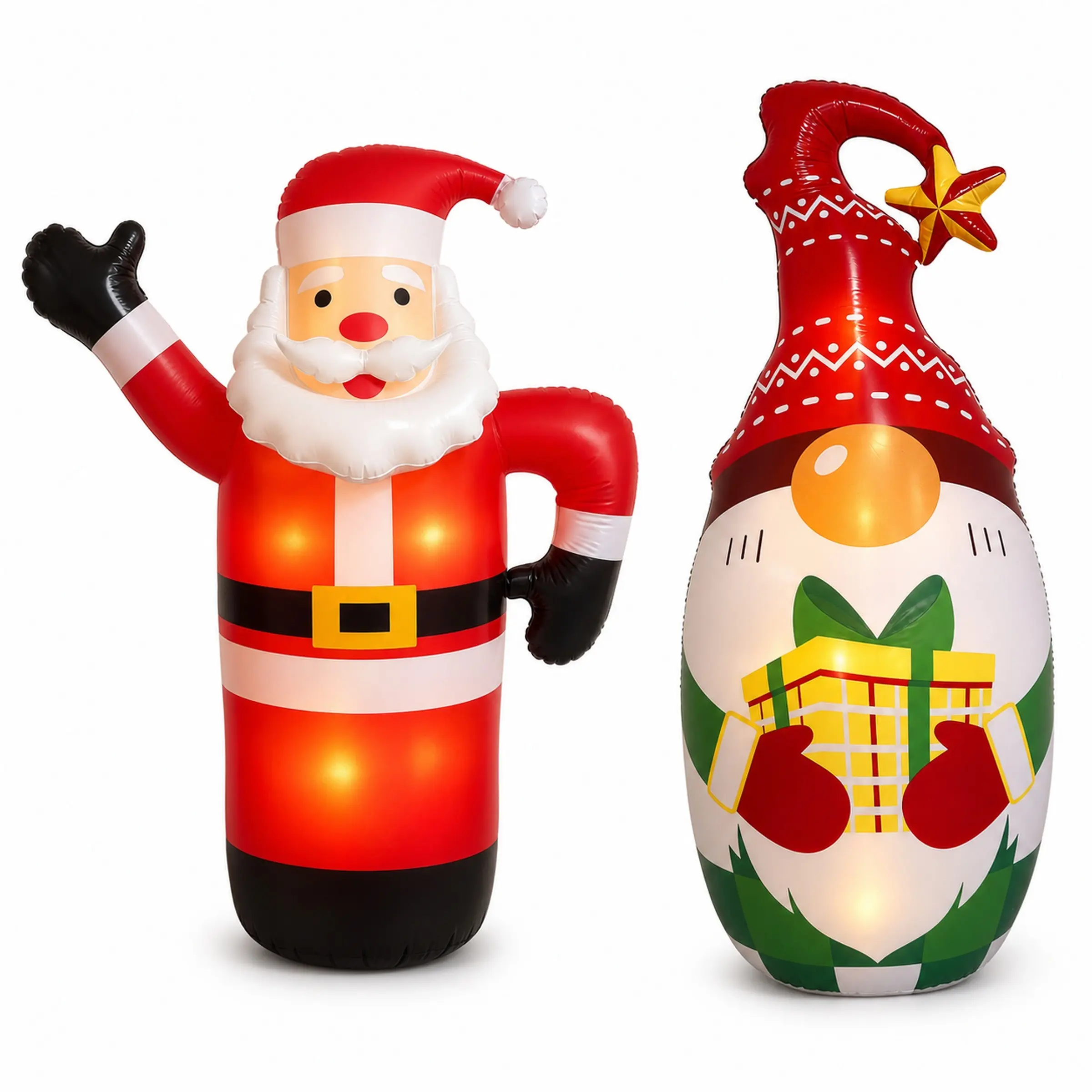 Inflatable Christmas Unstable Doll Decoration, LED Lighted Santa Claus Dwarf Statue, Outdoor Garden Party Decor, Festive Holiday Setup