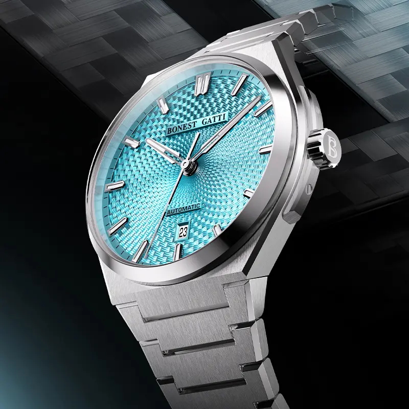 BONEST GATTI Men Automatic Mechanical Wristwatch Guangming Series 40.7mm Dial 316L Stainless Steel Butterfly Buckle Calendar Feature Business Sports Fashion Watch For Men Daily Occasions
