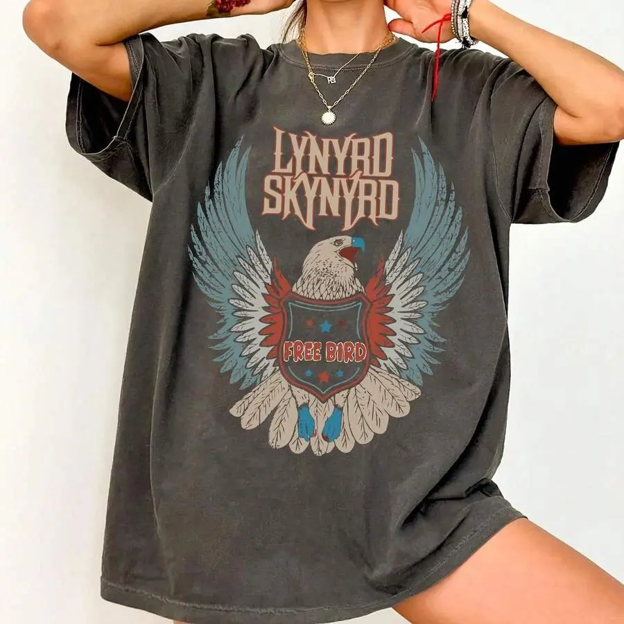 Free Bird Tee Band TShirt Old School Band T-Shirt Retro Music Shirt Rock Band Tee  Shirts-Unisex Women & Men's Daily Wear