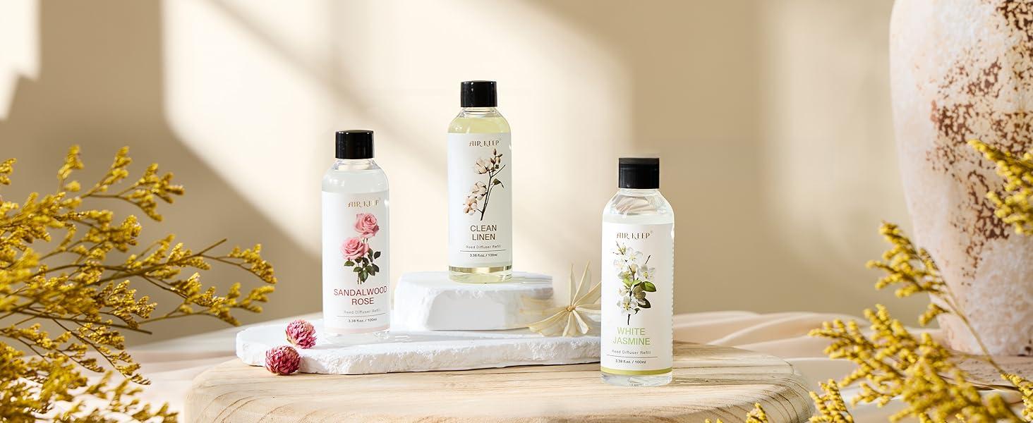 Reed Diffuser Oil Refill/Clean Linen/3.38oz(100ml/1 Pack/Scented Oil Refill for Reed Diffuser Home Fragrance for Bedroom, Bathroom Office Home Decor