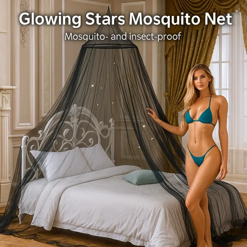 Mosquito Net, Mosquito Proof Net, Princess Canopy for Bed, Dome Bed Canopy, Star Glow Mosquito Net, Anti Mosquito Bed Canopy, Mosquito Net for Double Bed, Bed Canopy Mosquito Net, Hanging Bed Netting, Full Coverage Bed Canopy, Breathable Mesh