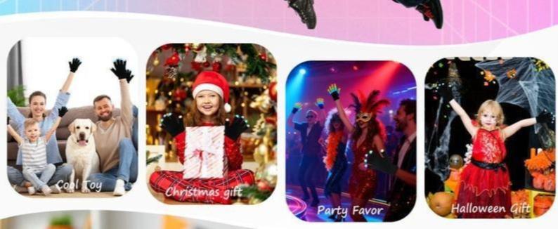 LED Gloving Finger Gloves - Flashing Rave Gear for Parties, Concerts & Nighttime Fun