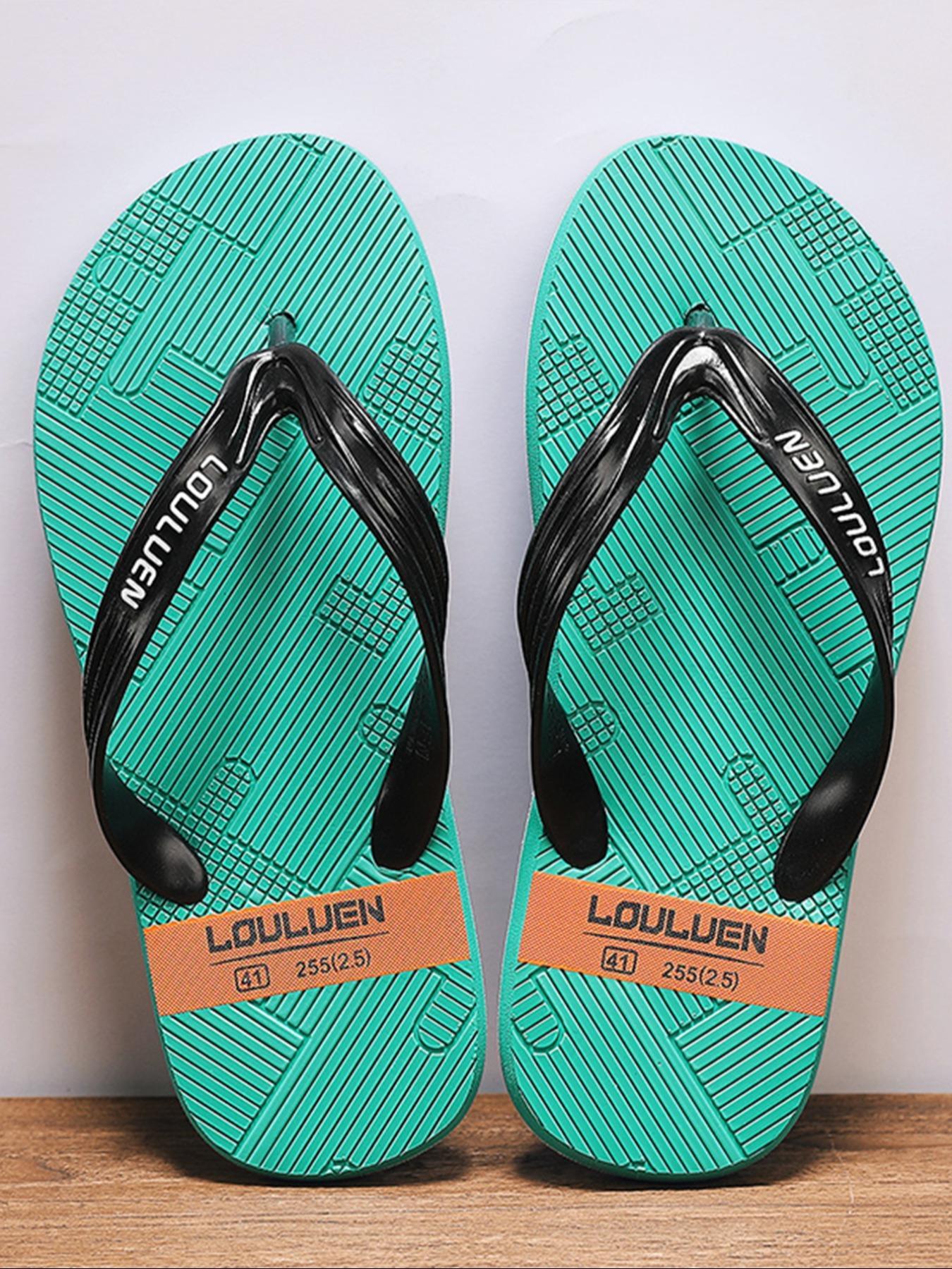 Men's Simple Plain Flip Flops, Casual Comfortable Non-slip Flip Flops for Indoor & Outdoor Wear, Breathable Soft Sole Flip Flops for Beach Footwear