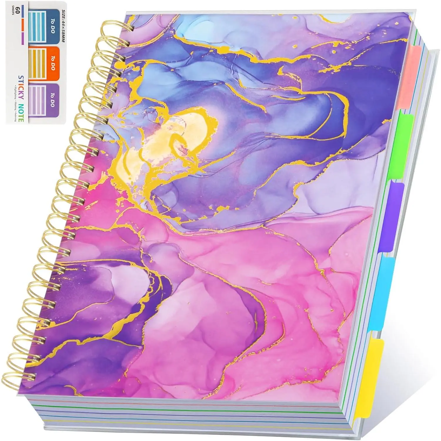 5 Subject Marble Spiral-Bound Notebook for Work Colleagues - 8.5" x 11" Large Lined Notebook with Removable Dividers & Tabs, A4 240 Pages College Ruled Journal for School Note-Taking & Organizing