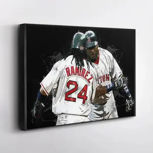 David Ortiz & Manny Ramirez Boston Red Sox Canvas Print – MLB Wall Art, Framed Baseball Poster, Gift for Red Sox Fans