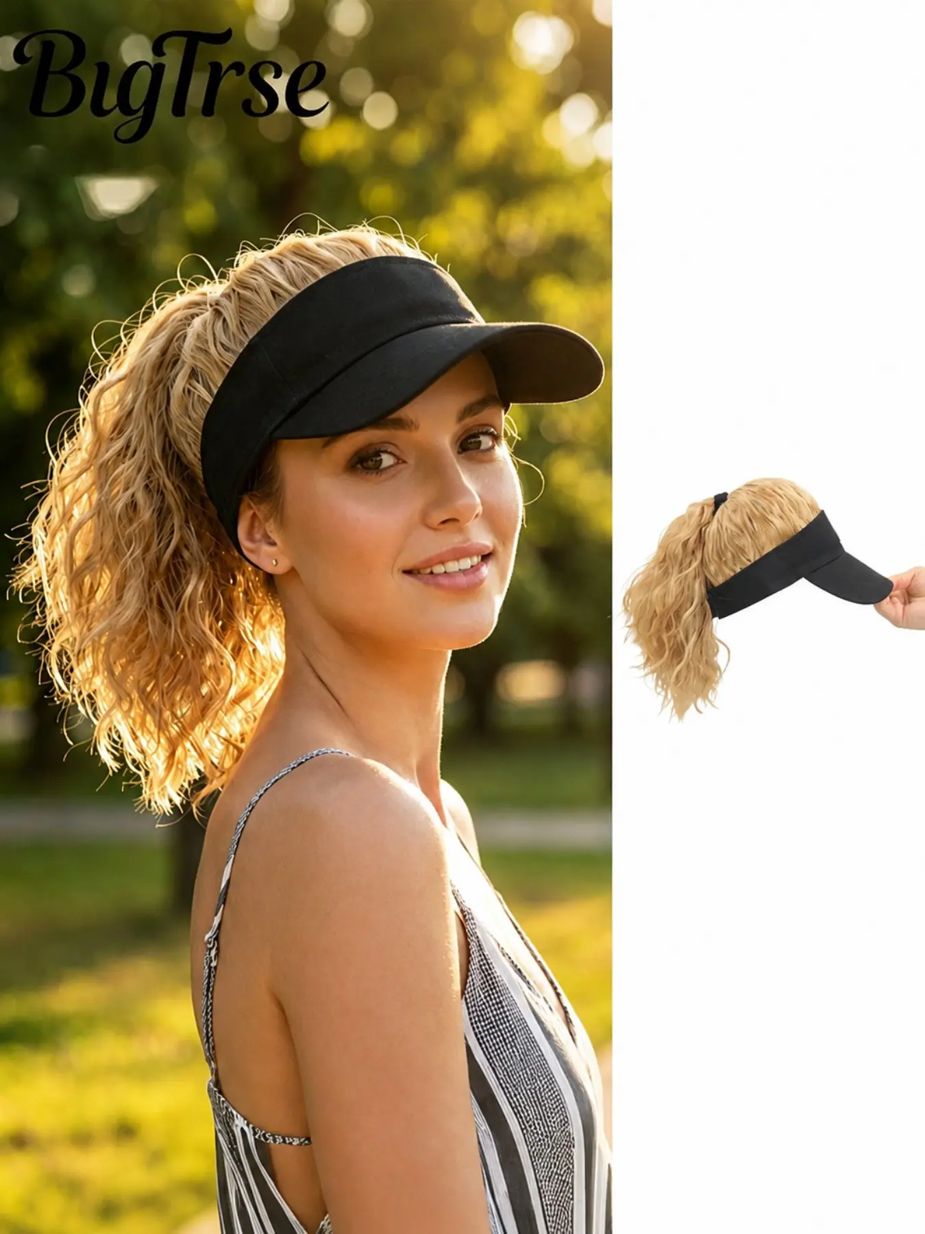 12-Inch High Ponytail Wavy Wig High Quality Hat, Summer Sun Protection Cap, Full Volume No Maintenance, Ideal for Outdoor Activities and Daily Wear, Protective Headwear, Fashion Hats
