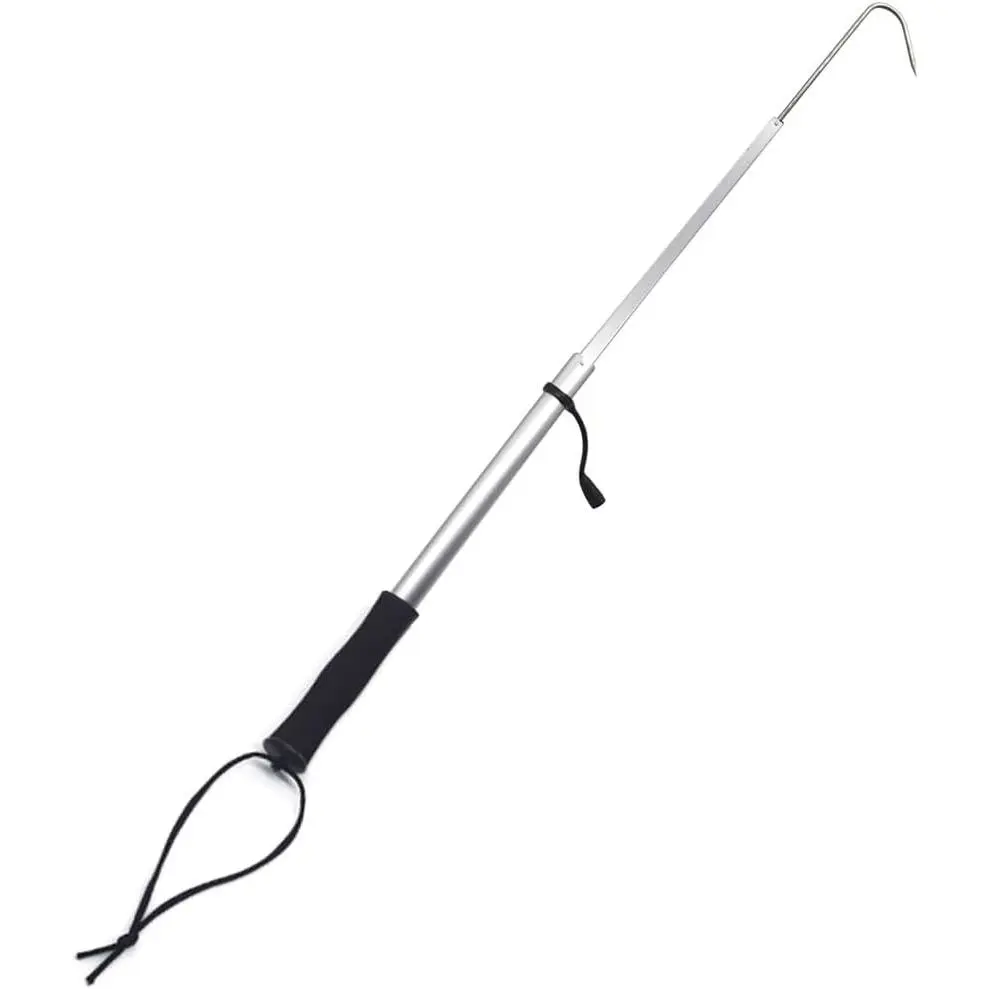 Telescopic Fishing Gaff with Super Sharp Spear Hook Lightweight Aluminium Alloy with Soft EVA Nonslip Handle and Lanyard for Saltwater