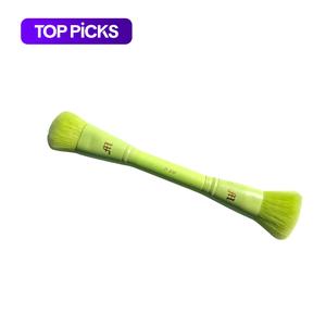 double ended synthetic face makeup brushes, 1 count professional soft makeup brush, makeup tool for blending liquid, cream and powder cosmetics, foundation makeup brushes, soft brush tip, beauty travel brush